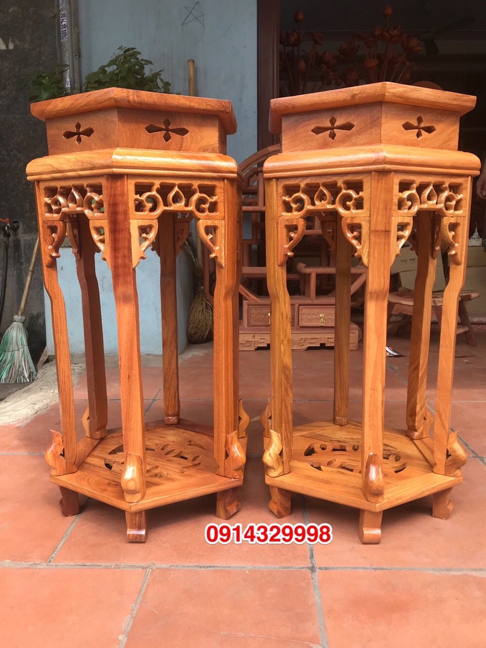 Đôn lục giác gỗ Gõ