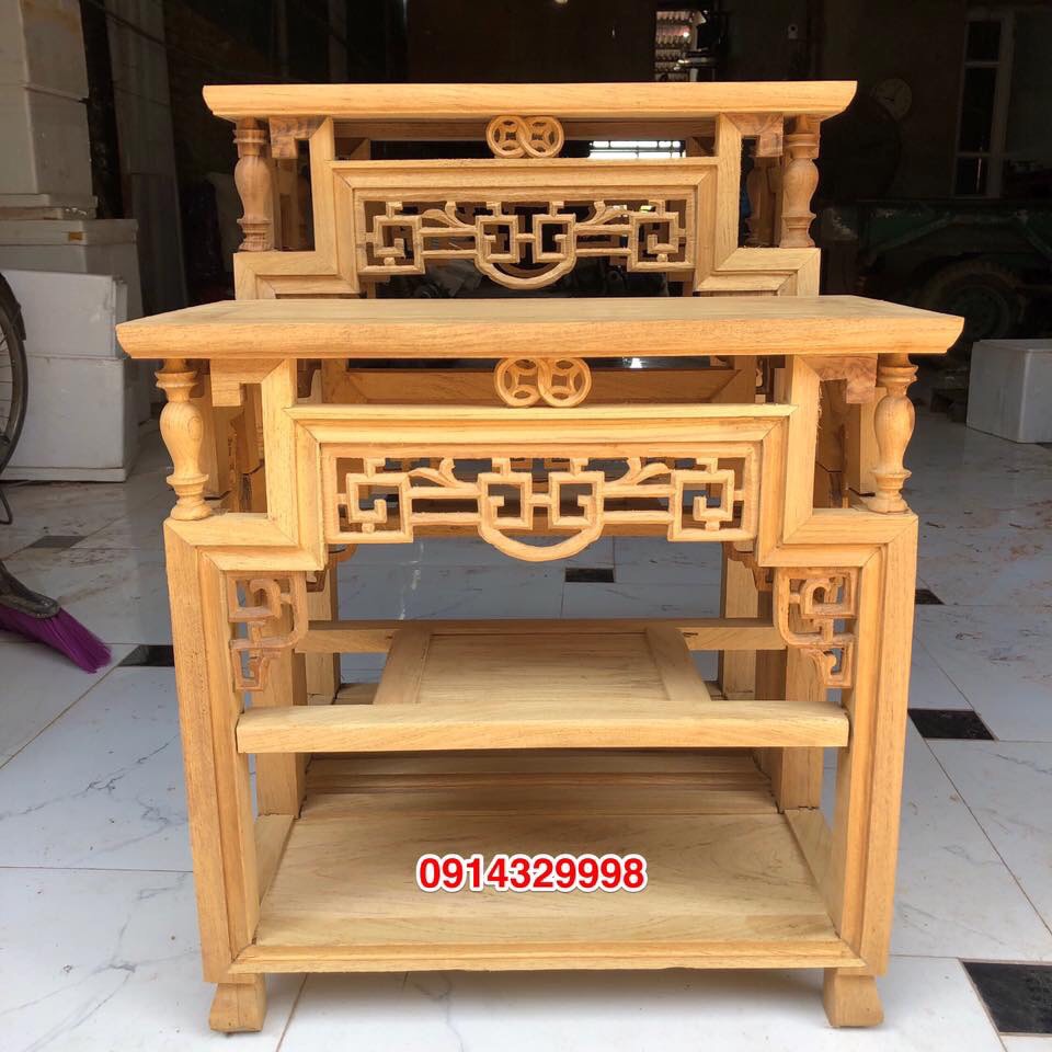 Đôn chữ nhật chiện như ý gỗ gụ 