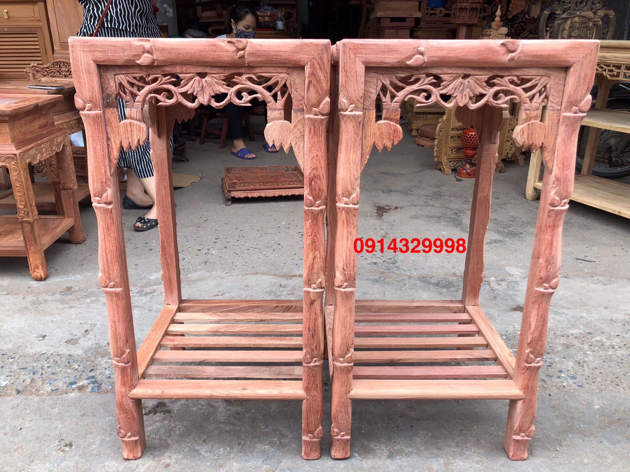 Đôn trúc vuông gỗ hương 