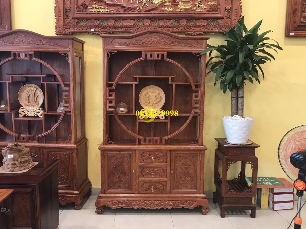 Tủ gốm sứ gỗ hương 2