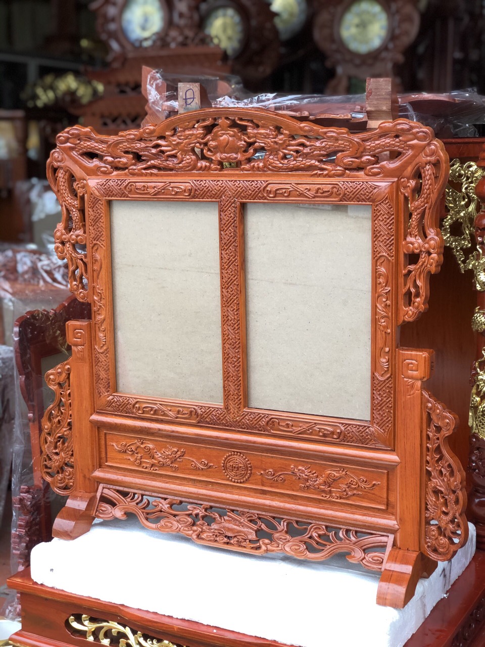 Khung ảnh thờ trạm tứ linh đôi
