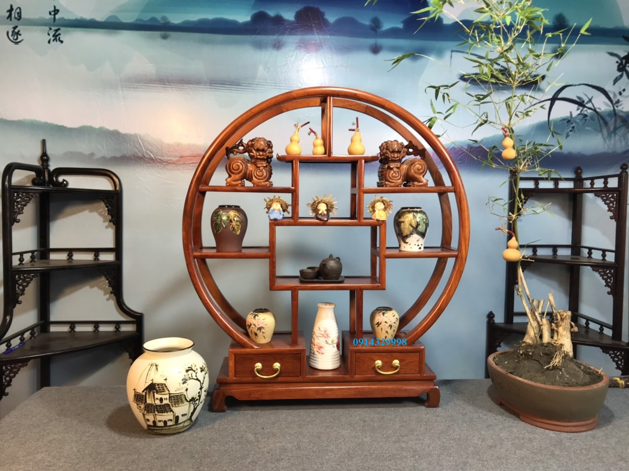 Kệ mini gỗ hương trang trí mẫu 4