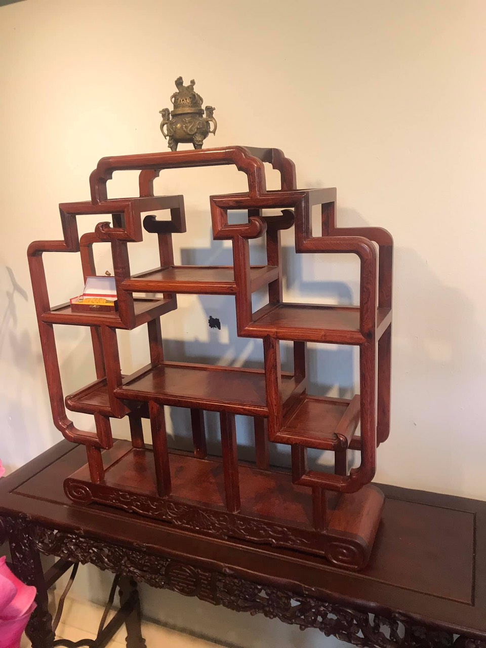 Kệ mini gỗ hương trang trí mẫu 6