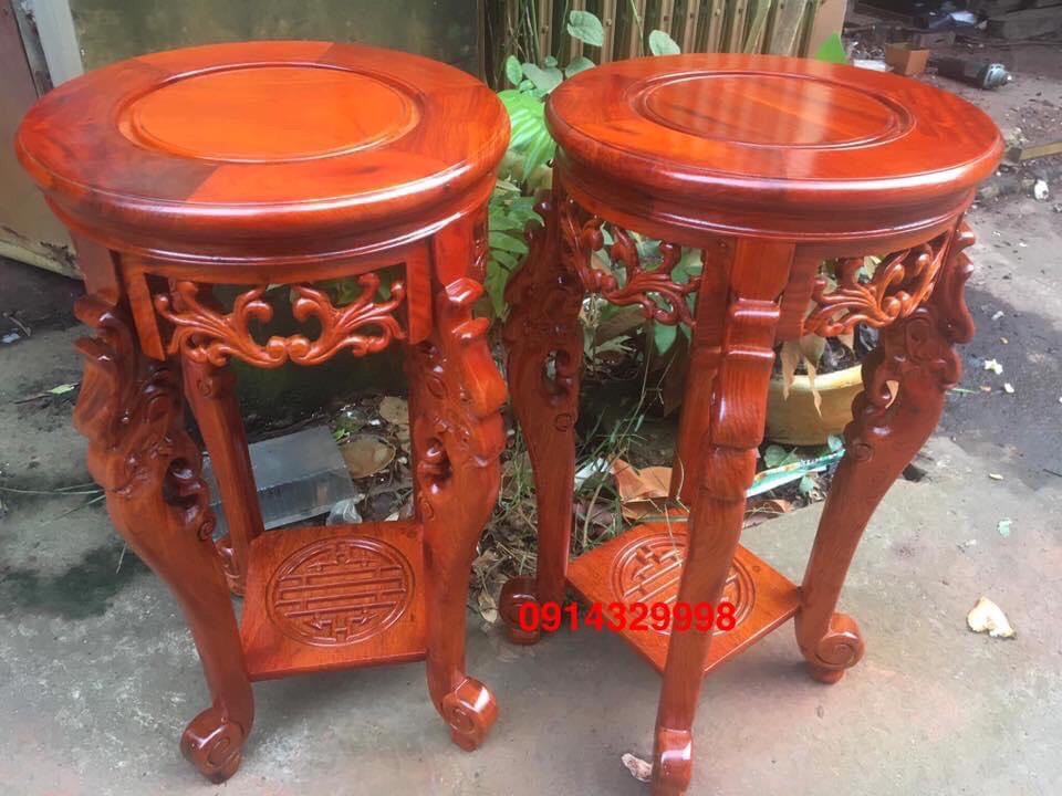 Đôn tròn gỗ hương đá trạm rồng