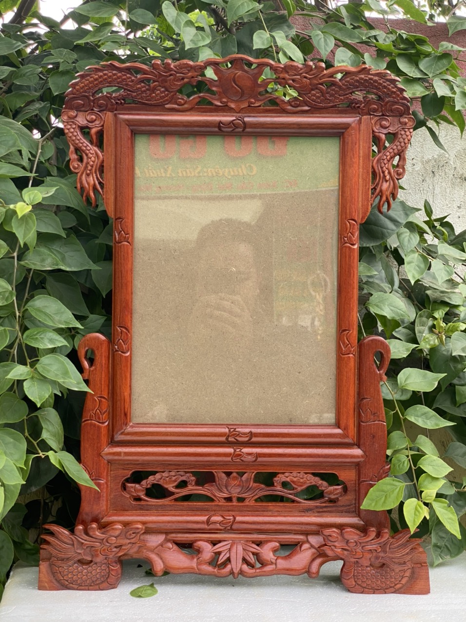 Khung ảnh thờ chạm song long