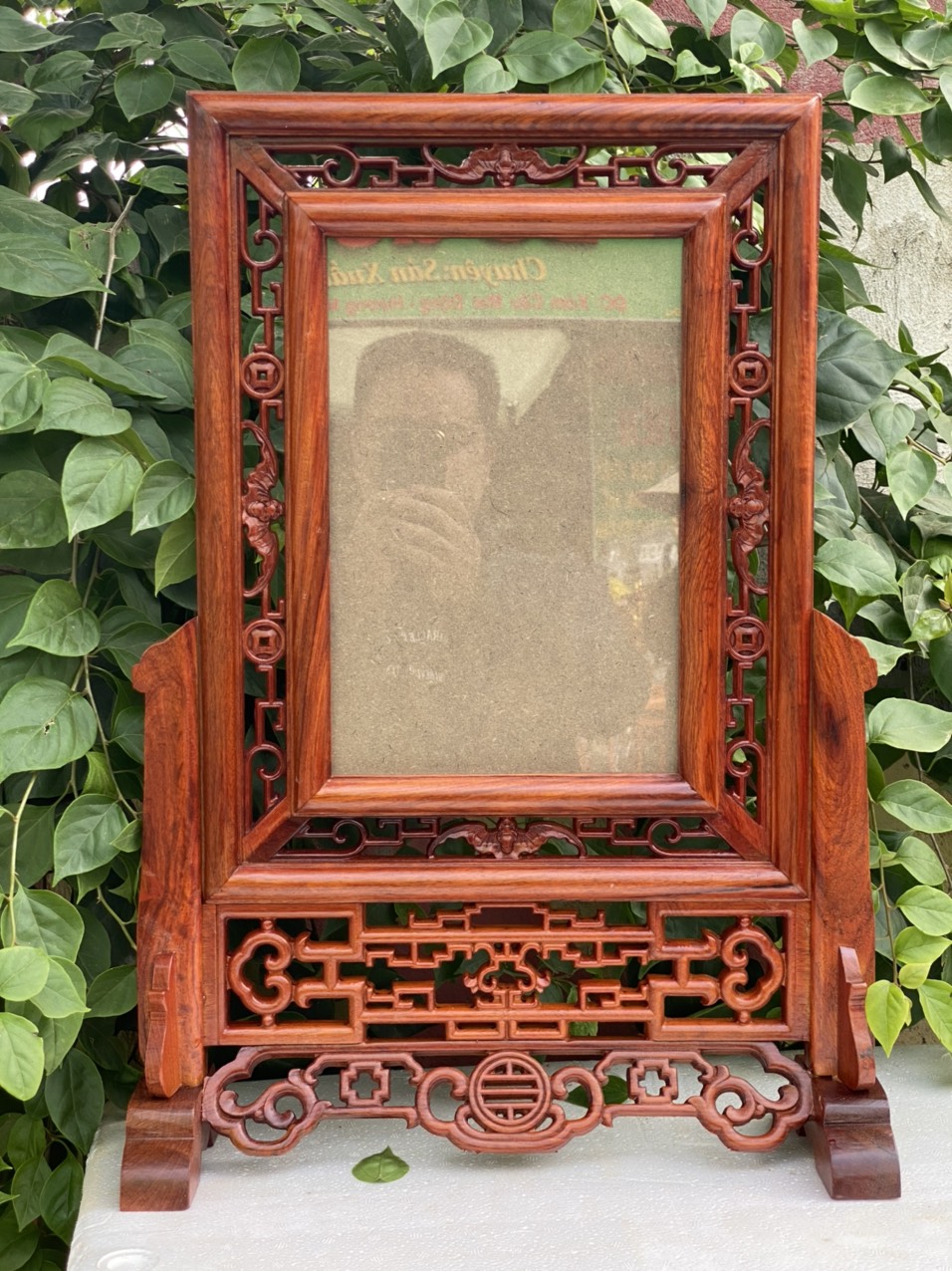 Khung ảnh thờ chạm dơi ngũ phúc