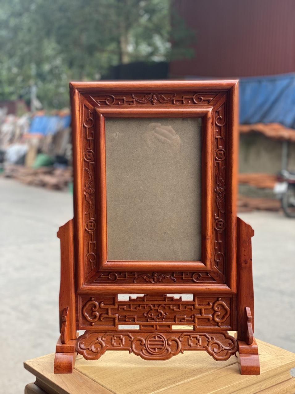 Khung ảnh thờ chạm dơi ngũ phúc 2